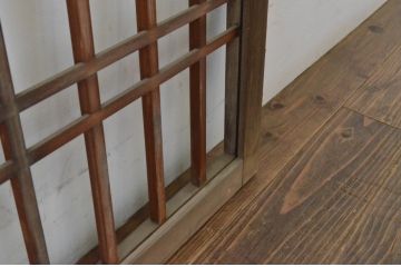 アンティーク建具　和の雰囲気を演出する格子入りの明かり取り1枚(ガラス欄間、明り取り、建具)(R-065291)