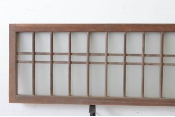 アンティーク建具　和の雰囲気溢れるガラス入り格子欄間2枚セット(明り取り、明かり取り)(R-065292)