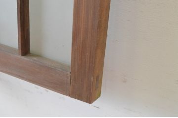 アンティーク建具　和の雰囲気溢れるガラス入り格子欄間2枚セット(明り取り、明かり取り)(R-065292)