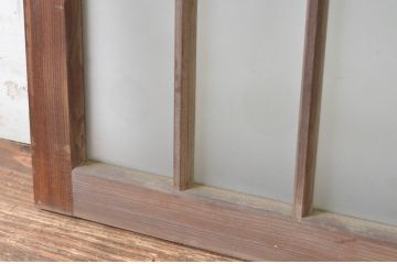 アンティーク建具　和の雰囲気溢れるガラス入り格子欄間2枚セット(明り取り、明かり取り)(R-065292)