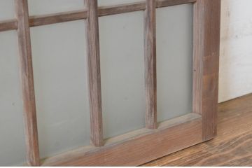 アンティーク建具　和の雰囲気溢れるガラス入り格子欄間2枚セット(明り取り、明かり取り)(R-065292)