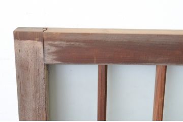 アンティーク建具　和の雰囲気溢れるガラス入り格子欄間2枚セット(明り取り、明かり取り)(R-065293)