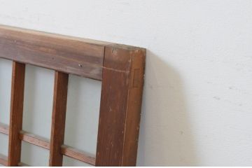 アンティーク建具　和の雰囲気溢れるガラス入り格子欄間2枚セット(明り取り、明かり取り)(R-065293)