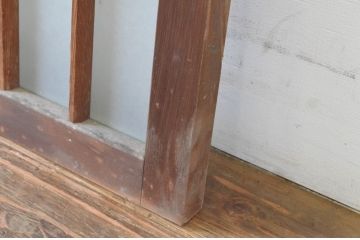 アンティーク建具　和の雰囲気溢れるガラス入り格子欄間2枚セット(明り取り、明かり取り)(R-065293)
