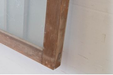 アンティーク建具　和の雰囲気溢れるガラス入り格子欄間2枚セット(明り取り、明かり取り)(R-065293)