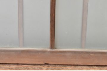 アンティーク建具　和の雰囲気溢れるガラス入り格子欄間2枚セット(明り取り、明かり取り)(R-065293)