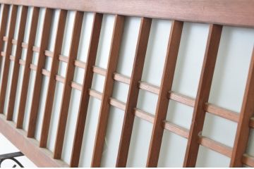 アンティーク建具　和の雰囲気溢れるガラス入り格子欄間2枚セット(明り取り、明かり取り)(R-065294)