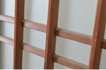 アンティーク建具　和の雰囲気溢れるガラス入り格子欄間2枚セット(明り取り、明かり取り)(R-065294)