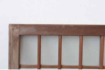 アンティーク建具　和の雰囲気溢れるガラス入り格子欄間2枚セット(明り取り、明かり取り)(R-065294)