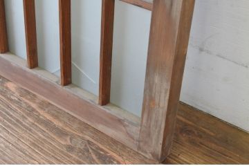 アンティーク建具　和の雰囲気溢れるガラス入り格子欄間2枚セット(明り取り、明かり取り)(R-065294)