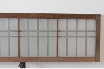 アンティーク建具　和の雰囲気溢れるガラス入り格子欄間2枚セット(明り取り、明かり取り)(R-065294)