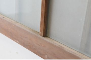 アンティーク建具　和の雰囲気溢れるガラス入り格子欄間2枚セット(明り取り、明かり取り)(R-065294)