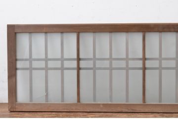 アンティーク建具　和の雰囲気溢れるガラス入り格子欄間2枚セット(明り取り、明かり取り)(R-065294)