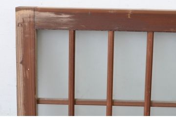アンティーク建具　和の雰囲気溢れるガラス入り格子欄間2枚セット(明り取り、明かり取り)(R-065296)