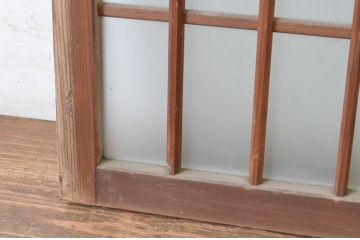 アンティーク建具　和の雰囲気溢れるガラス入り格子欄間2枚セット(明り取り、明かり取り)(R-065296)