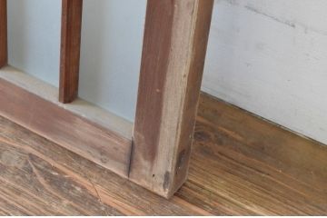 アンティーク建具　和の雰囲気溢れるガラス入り格子欄間2枚セット(明り取り、明かり取り)(R-065296)