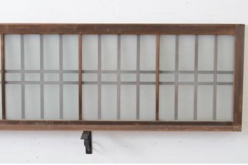 アンティーク建具　和の雰囲気溢れるガラス入り格子欄間2枚セット(明り取り、明かり取り)(R-065296)
