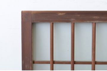アンティーク建具　和の雰囲気溢れるガラス入り格子欄間2枚セット(明り取り、明かり取り)(R-065300)