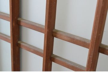 アンティーク建具　和の雰囲気溢れるガラス入り格子欄間2枚セット(明り取り、明かり取り)(R-065300)