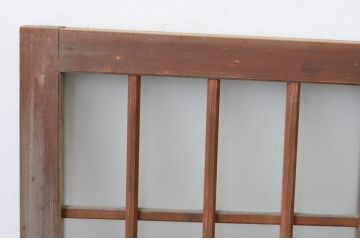 アンティーク建具　和の雰囲気溢れるガラス入り格子欄間2枚セット(明り取り、明かり取り)(R-065300)