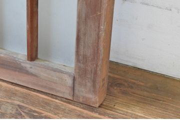 アンティーク建具　和の雰囲気溢れるガラス入り格子欄間2枚セット(明り取り、明かり取り)(R-065300)