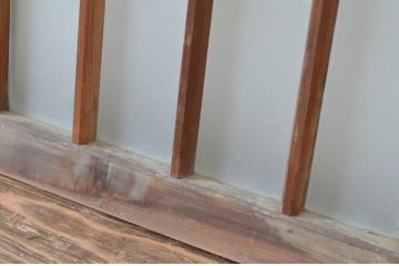 アンティーク建具　和の雰囲気溢れるガラス入り格子欄間2枚セット(明り取り、明かり取り)(R-065300)