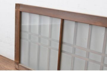 アンティーク建具　和の雰囲気溢れるガラス入り格子欄間2枚セット(明り取り、明かり取り)(R-065300)