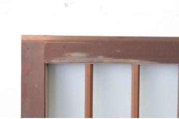 アンティーク建具　和の雰囲気溢れるガラス入り格子欄間2枚セット(明り取り、明かり取り)(R-065301)