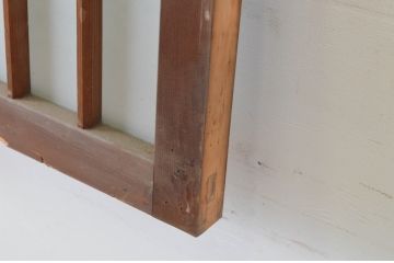 アンティーク建具　和の雰囲気溢れるガラス入り格子欄間2枚セット(明り取り、明かり取り)(R-065301)
