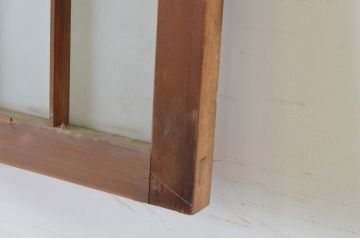 アンティーク建具　和の雰囲気溢れるガラス入り格子欄間3枚セット(明り取り、明かり取り)(R-065302)