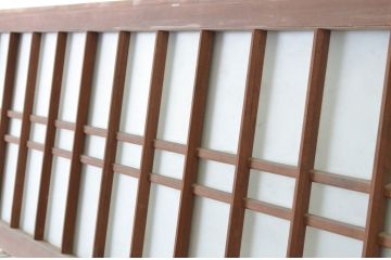 アンティーク建具　和の雰囲気溢れるガラス入り格子欄間3枚セット(明り取り、明かり取り)(R-065302)