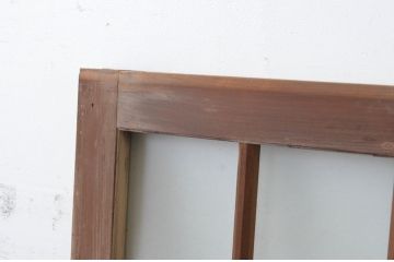 アンティーク建具　和の雰囲気溢れるガラス入り格子欄間3枚セット(明り取り、明かり取り)(R-065302)