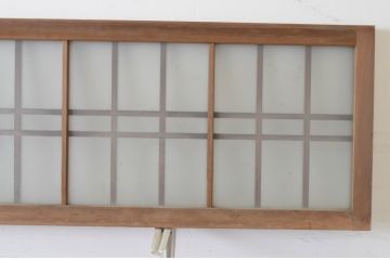 アンティーク建具　和の雰囲気溢れるガラス入り格子欄間3枚セット(明り取り、明かり取り)(R-065302)