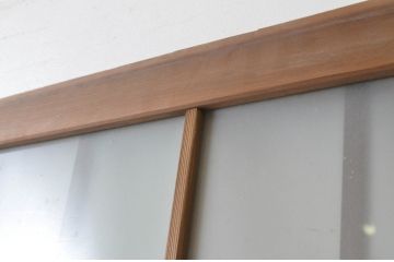 アンティーク建具　和の雰囲気溢れるガラス入り格子欄間3枚セット(明り取り、明かり取り)(R-065302)