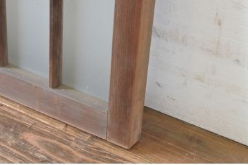 アンティーク建具　和の雰囲気溢れるガラス入り格子欄間1枚(明り取り、明かり取り)(R-065303)