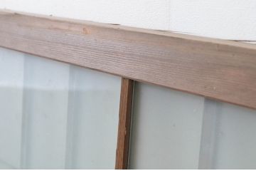 アンティーク建具　和の雰囲気溢れるガラス入り格子欄間1枚(明り取り、明かり取り)(R-065303)