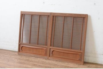 アンティーク建具　古いお屋敷で使われていた神棚引き戸2枚セット(ガラス戸、窓)(R-065306)