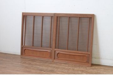 アンティーク建具　古いお屋敷で使われていた神棚引き戸2枚セット(ガラス戸、窓)(R-065306)