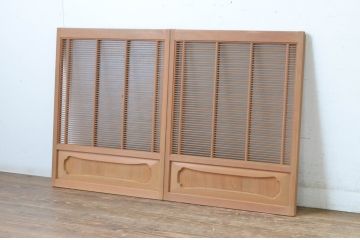 アンティーク建具　古いお屋敷で使われていた神棚引き戸2枚セット(ガラス戸、窓)(R-065307)