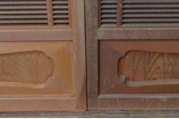 アンティーク建具　古いお屋敷で使われていた神棚引き戸4枚セット(ガラス戸、窓)(R-065308)
