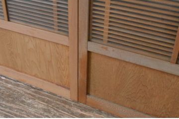 アンティーク建具　古いお屋敷で使われていた神棚引き戸4枚セット(ガラス戸、窓)(R-065308)