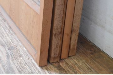アンティーク建具　古いお屋敷で使われていた神棚引き戸4枚セット(ガラス戸、窓)(R-065308)