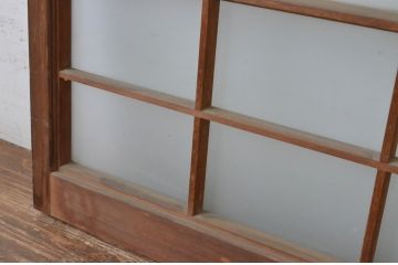アンティーク建具　インテリアに合わせやすい升目(マス目)格子のガラス引き戸2枚セット(ガラス戸、明り取り、明かり取り)(R-065314)
