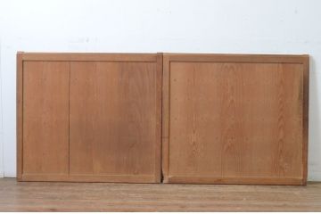 アンティーク建具　あたたかみのある木の味わいが感じられる舞良戸窓2枚セット(まいらど、板戸、引き戸)(R-065321)