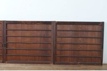 アンティーク建具　あたたかみのある木の味わいが感じられる舞良戸窓4枚セット(まいらど、板戸、引き戸)(R-065322)