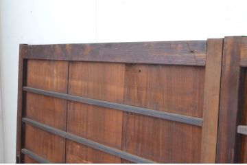 アンティーク建具　あたたかみのある木の味わいが感じられる舞良戸窓4枚セット(まいらど、板戸、引き戸)(R-065322)