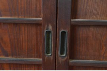 アンティーク建具　あたたかみのある木の味わいが感じられる舞良戸窓4枚セット(まいらど、板戸、引き戸)(R-065322)