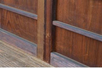 アンティーク建具　あたたかみのある木の味わいが感じられる舞良戸窓4枚セット(まいらど、板戸、引き戸)(R-065322)