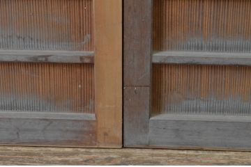 アンティーク建具　味のある木の風合いが魅力的な舞良戸窓2枚セット(まいらど、板戸、引き戸)(R-065323)