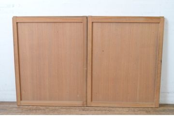 アンティーク建具　味のある木の風合いが魅力的な舞良戸窓2枚セット(まいらど、板戸、引き戸)(R-065323)